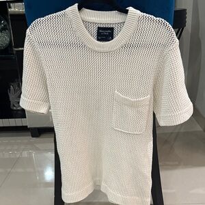 Abercrombie & Fitch Cream Knit Short Sleeve Top